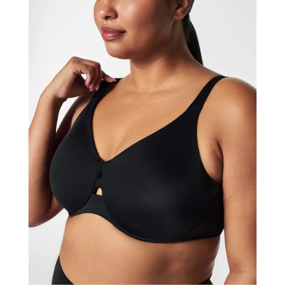 NWT SPANX Black Low Profile Minimizer Unlined Underwire Bra Size 42DD